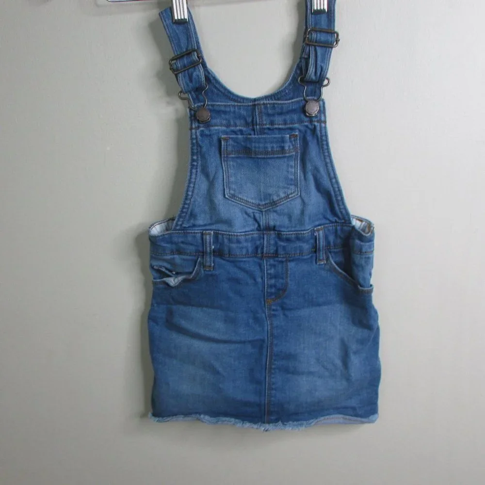 Old Navy Overall Dress Girls 4T Blue Denim Raw Hem